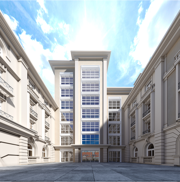 architecture-courtyard-is-classic-style-facade-building-is-classical-style-3d-rendering-services